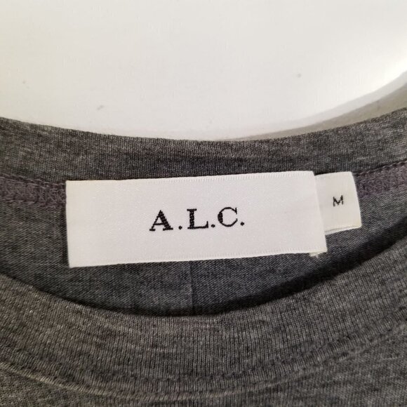 NEW A.L.C. Short Sleeve Gray Amy Side Draped Jersey Shift Dress Size Medium - Picture 6 of 7